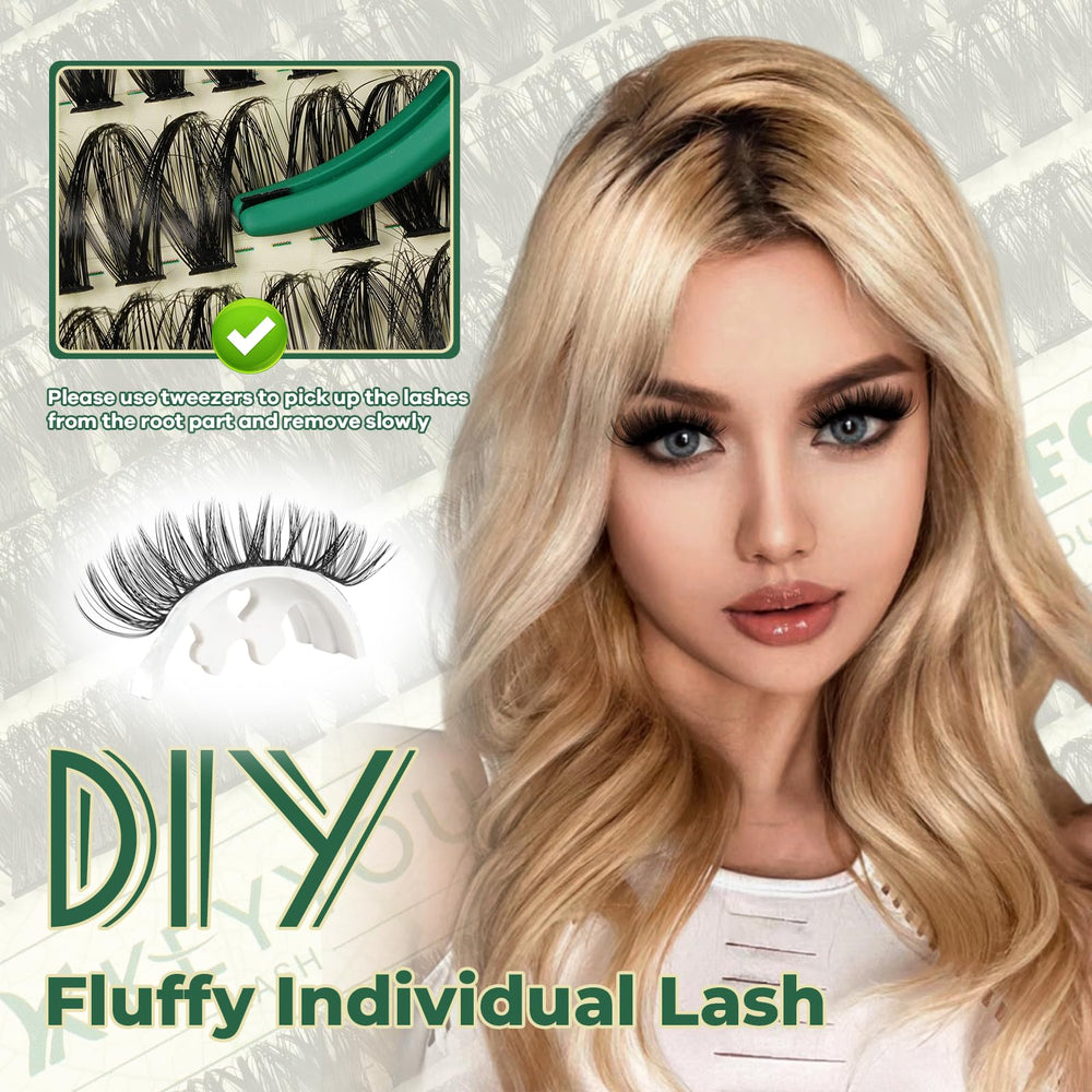 KEYYOU lash clusters vegan knot-free image: cruelty-free and knot-free design.