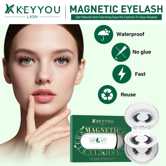 Close-up of KEYYOU magnetic lash with built-in magnets for mess-free wear.