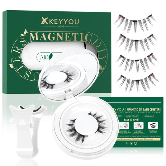 KEYYOU reusable magnetic eyelash kit with applicator for easy daily wear
