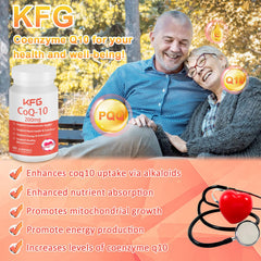Close-up of CoQ10 200mg softgels capsules
