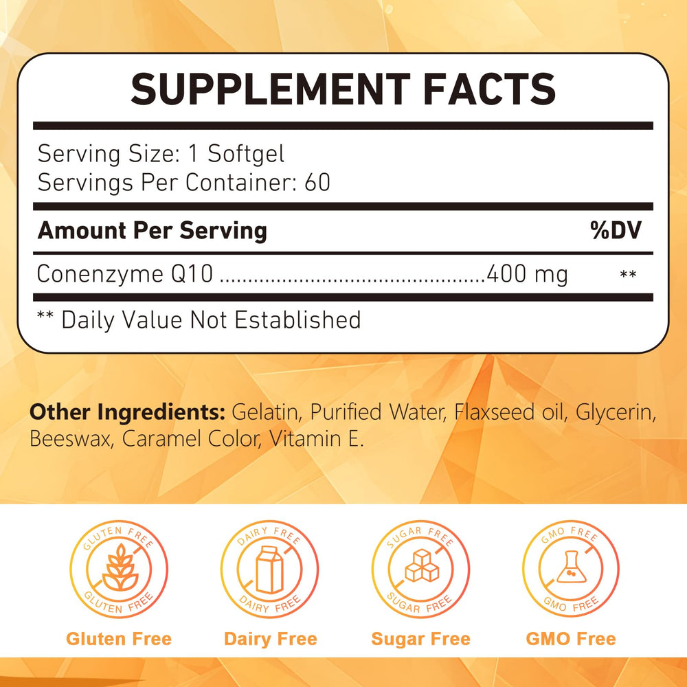 Front view of KFG CoQ10 bottle and packaging