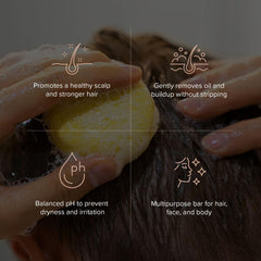 KGallery Maka Nature shampoo bar in hand showing easy lather.