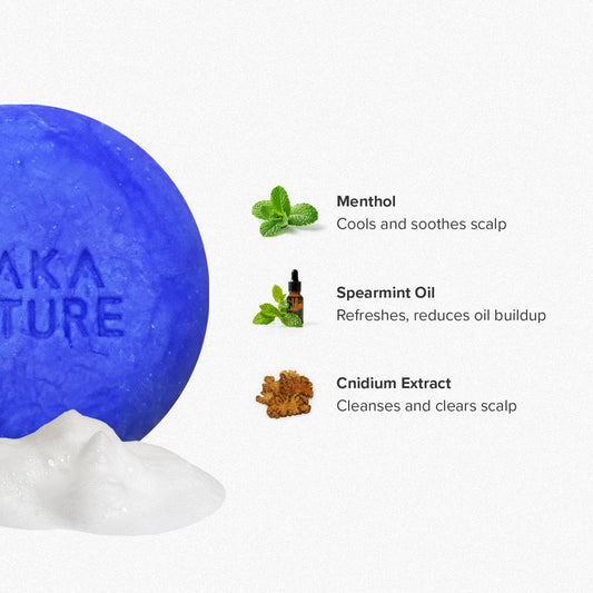 KGallery Maka Nature low-carbon shampoo bar ingredients image highlights ginseng flower extract.