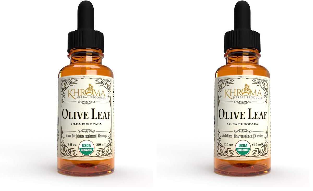 Khroma Organic Olive Leaf Liquid 2 oz bottle in glass, pack of 2