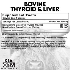 Bovine liver and thyroid ingredients in capsule