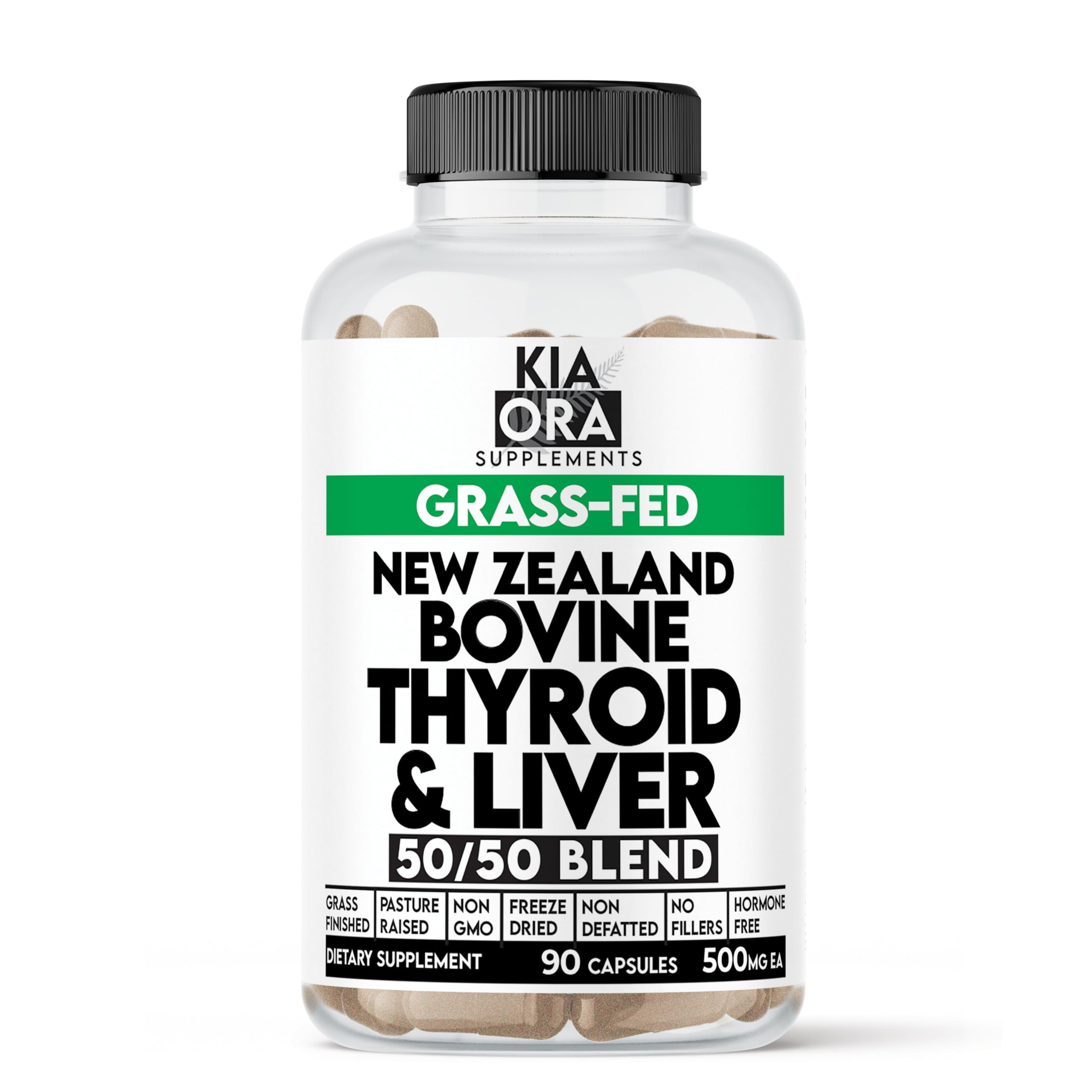 KIA ORA Grass-Fed Bovine Thyroid with Liver supplement - 90 capsules - main product image
