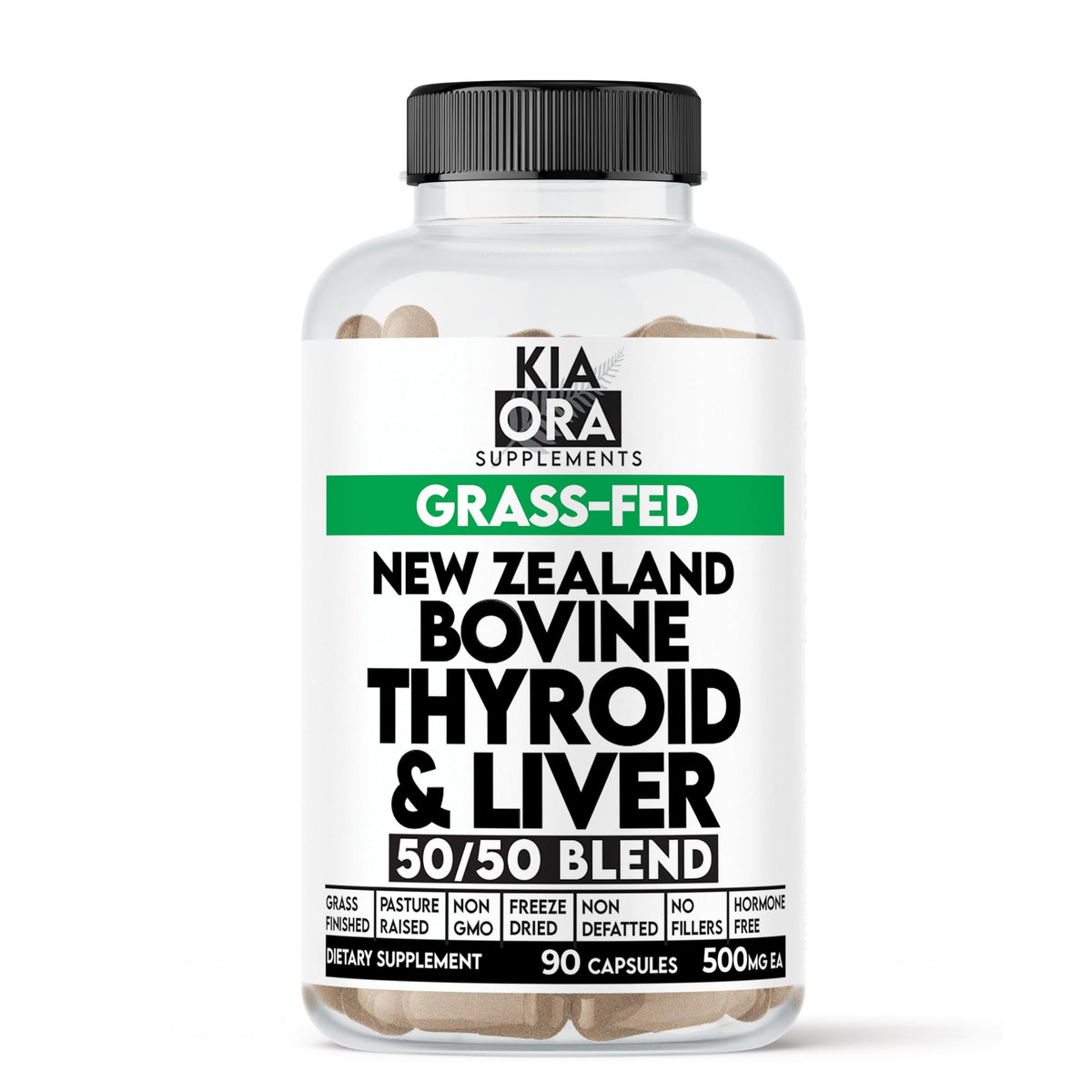 KIA ORA Grass-Fed Bovine Thyroid with Liver supplement - 90 capsules - main product image