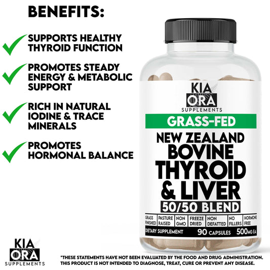 Grass-fed New Zealand bovine thyroid and liver supplement - NZ sourced