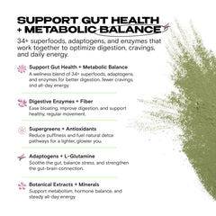 Close-up of Kiala Nutrition Super Greens packaging