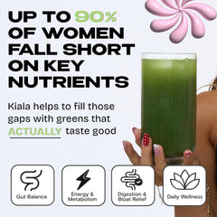 Kiala Nutrition Super Greens scoop in water for easy mixing.