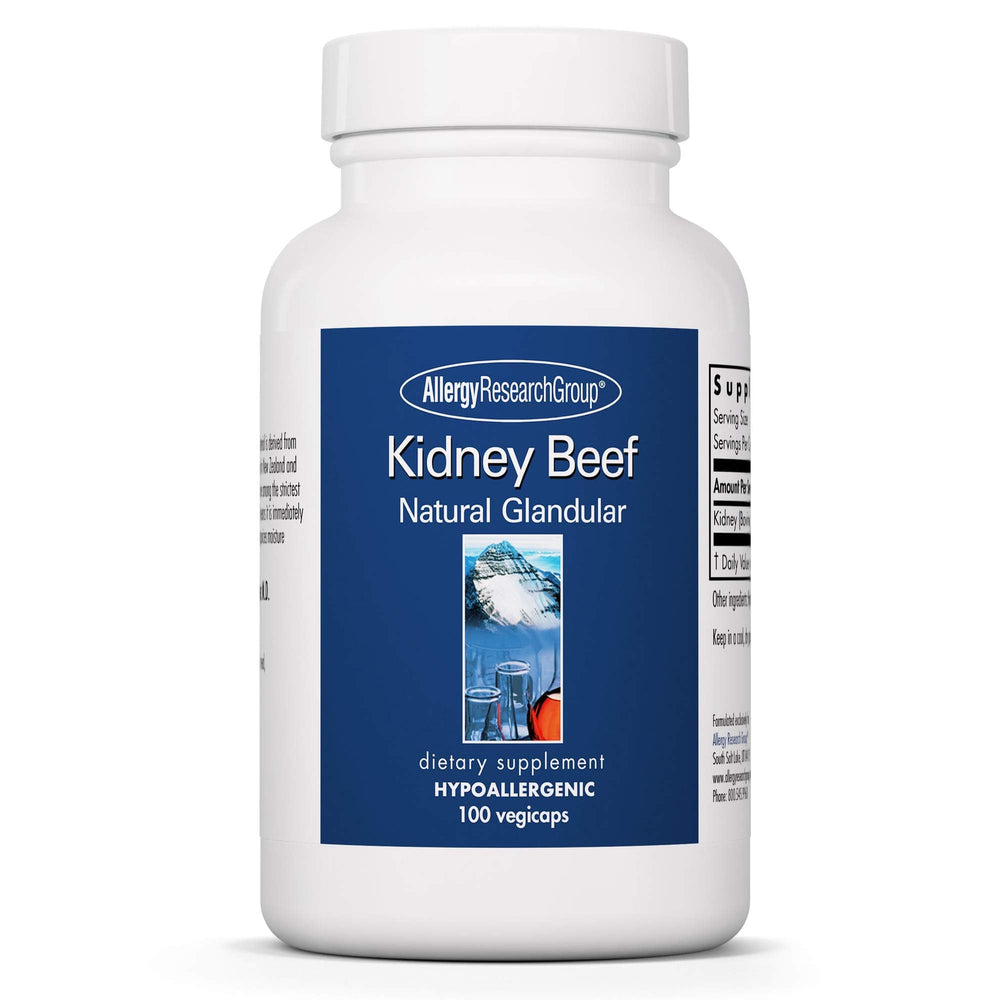 Bottle of Allergy Research Group Kidney Beef Supplement with natural glandular formula