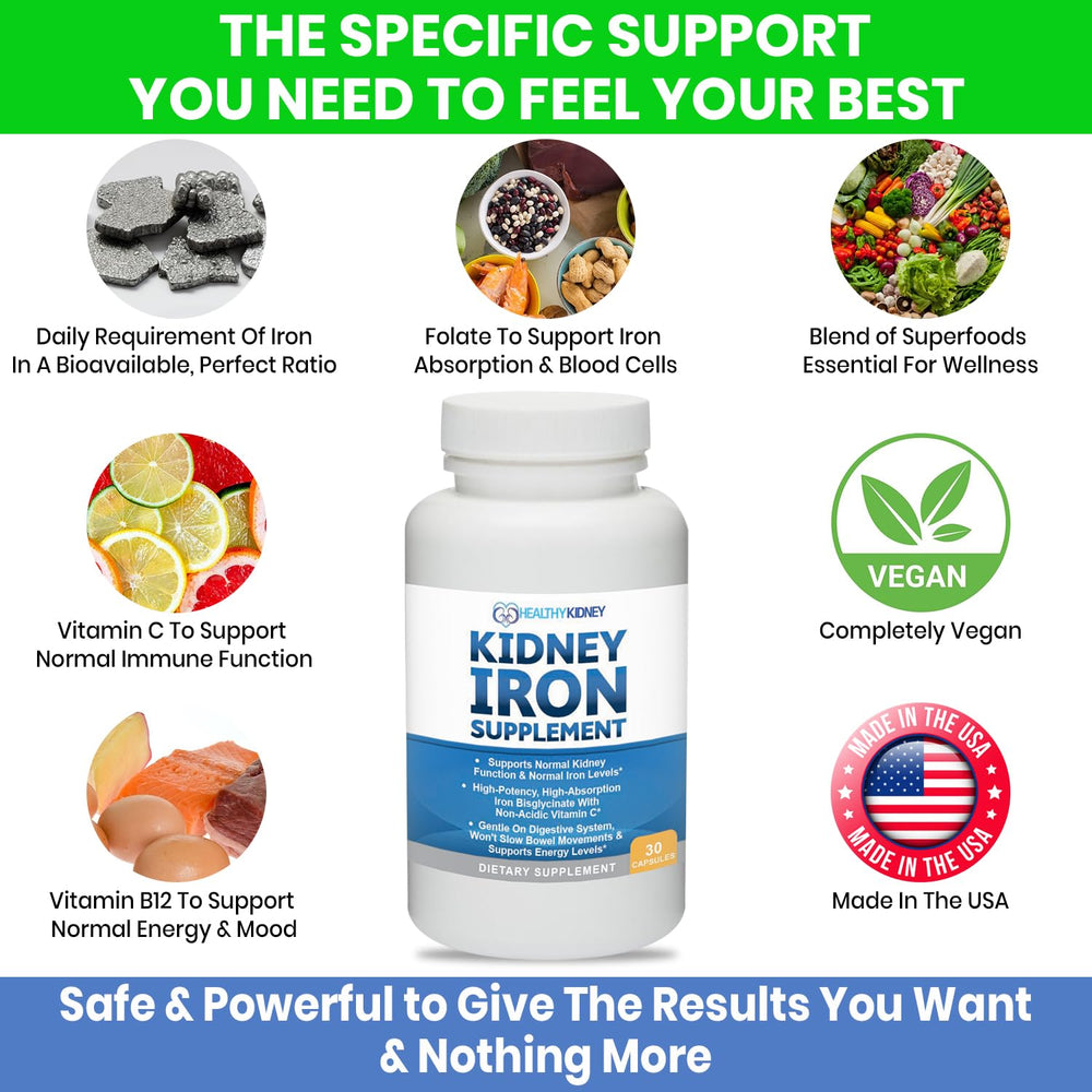 Kidney health regimen with iron support