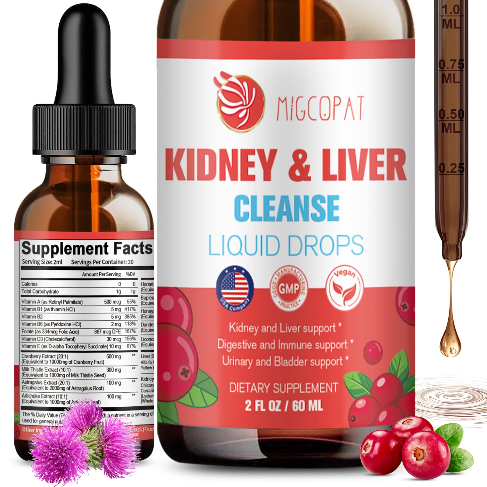 Bottle of Kidney and Liver Cleanse Detox & Repair Drops 60ml