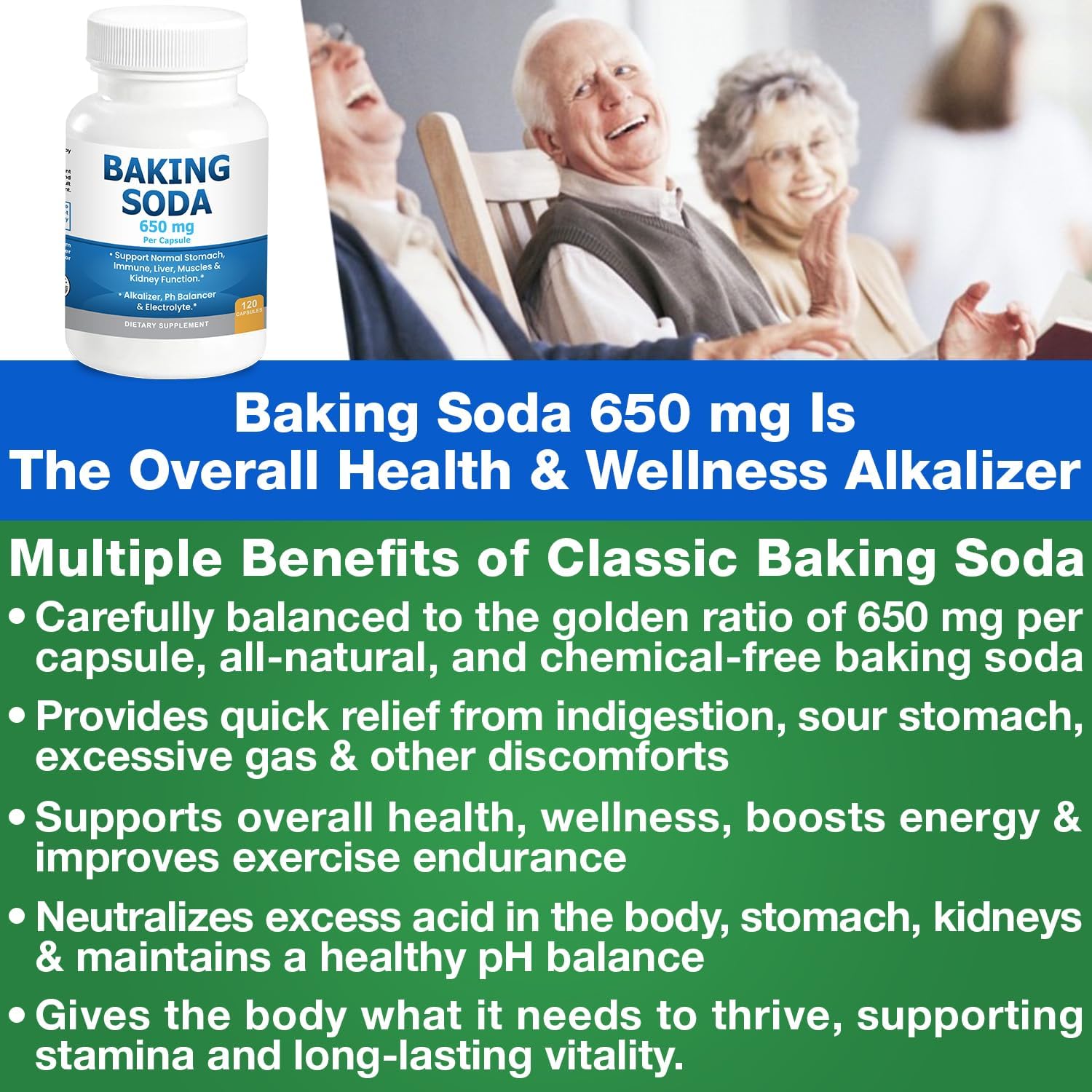 Kidney Restore baking soda capsules close-up 650 mg, ready to buffer acid during workouts.