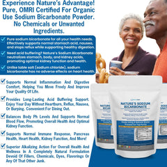 Kidney Restore organic-use baking soda label highlights aluminum-free, organic-certified quality.