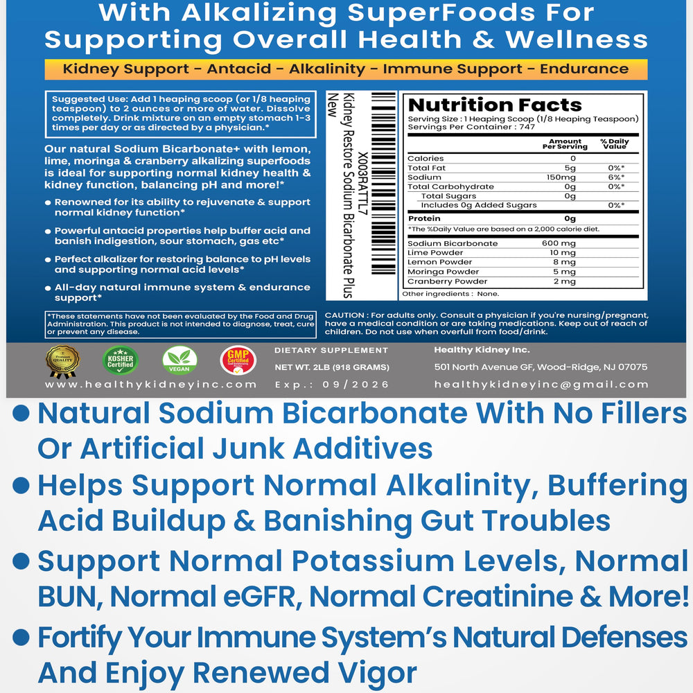 Kidney Restore packaging with label and ingredient details emphasizing natural origin.