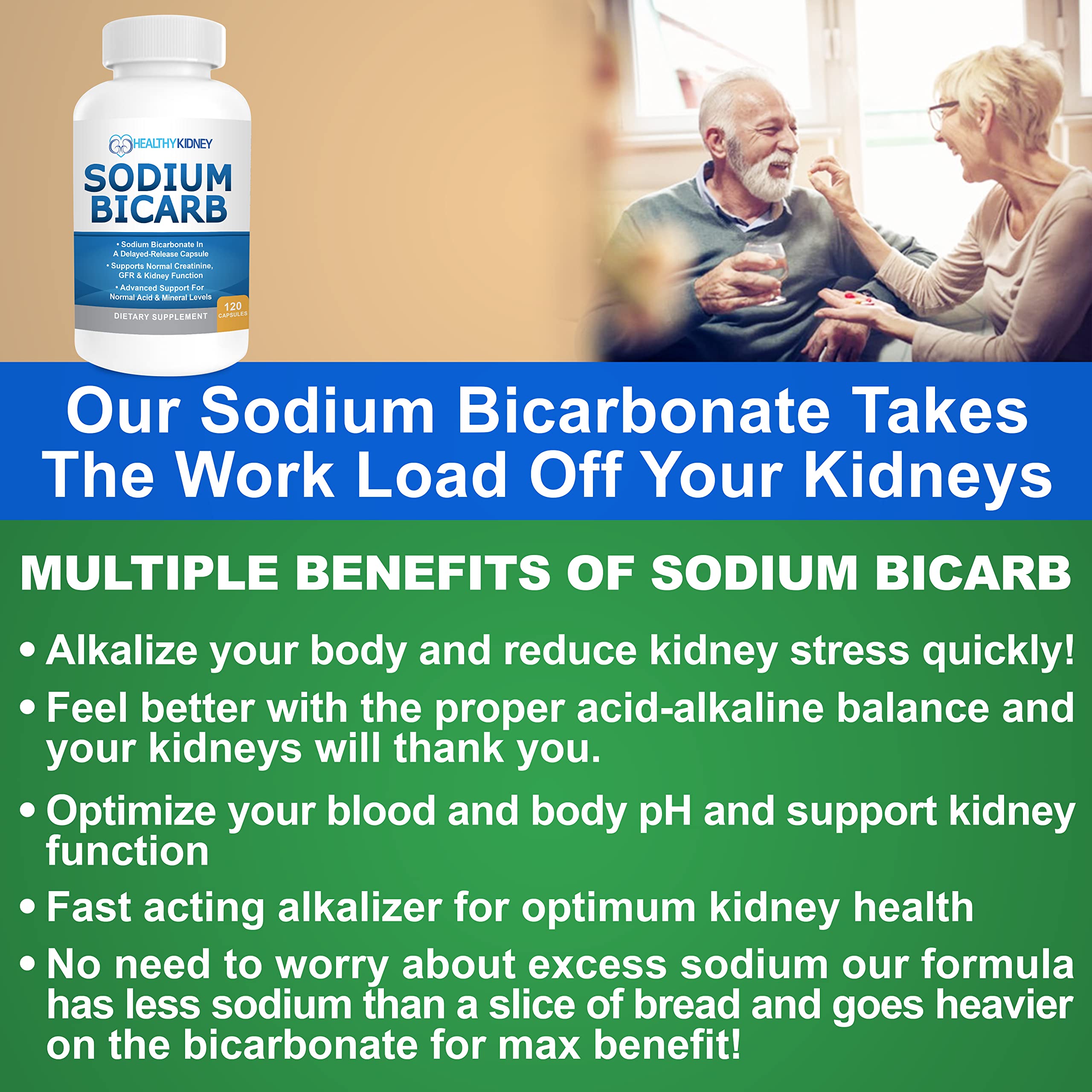 Kidney Restore capsules closeup showing 650mg dose for acid balance.