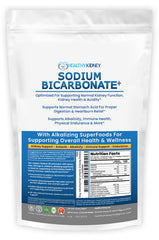 Kidney Restore sodium bicarbonate powder bottle for daily alkalinity and wellness.
