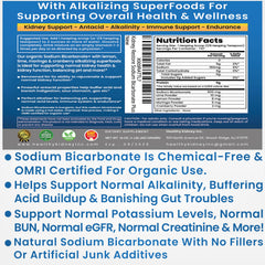 Kidney Restore sodium bicarbonate powder dispense close-up for quick stomach relief and pH balance