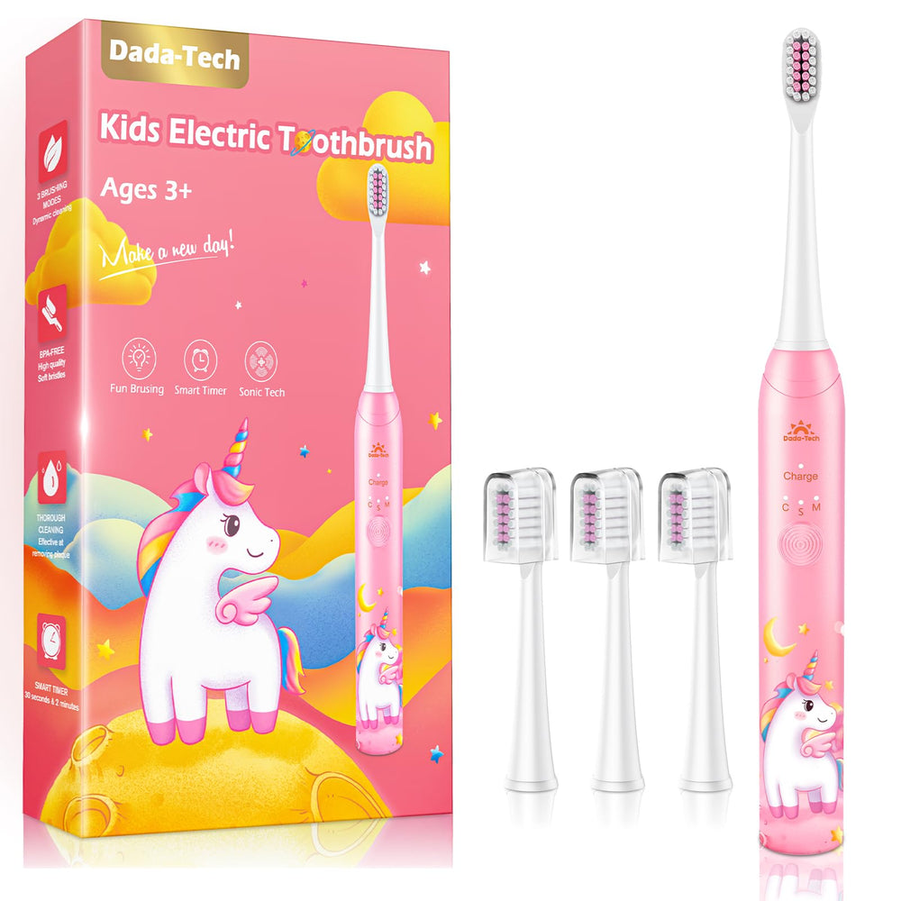 Dada-Tech kids electric toothbrush unicorn pink with soft bristles