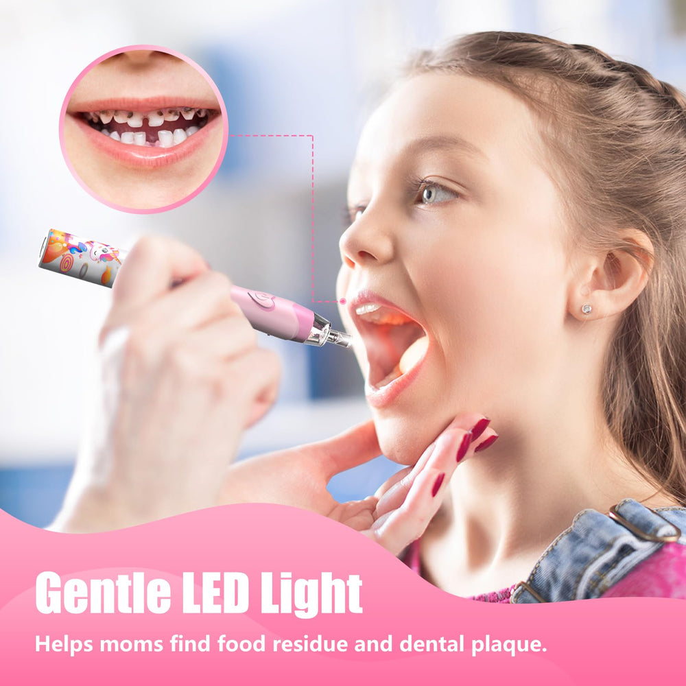 Rainbow LED light mode on the kids toothbrush