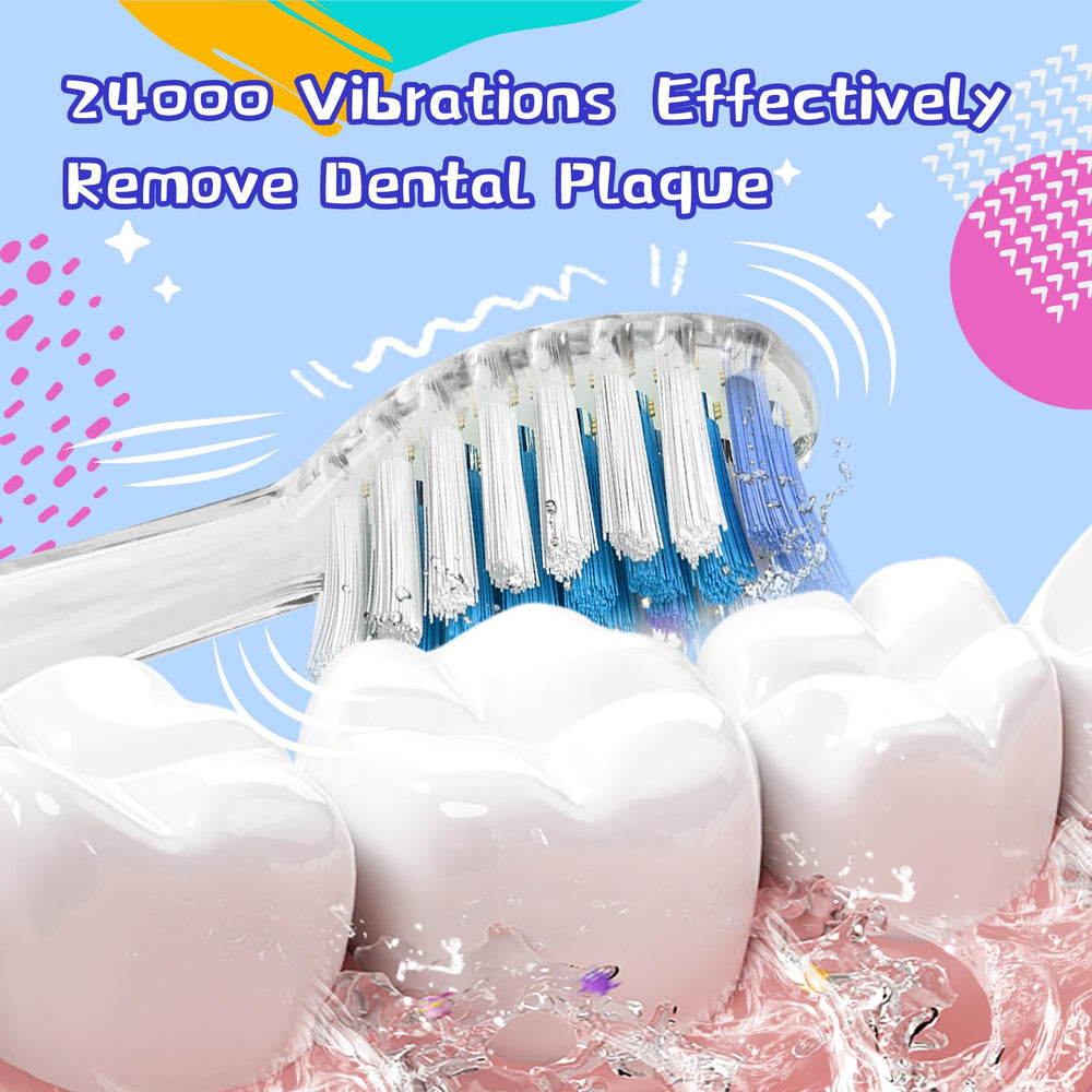 Kids electric toothbrush displaying 2-minute timer