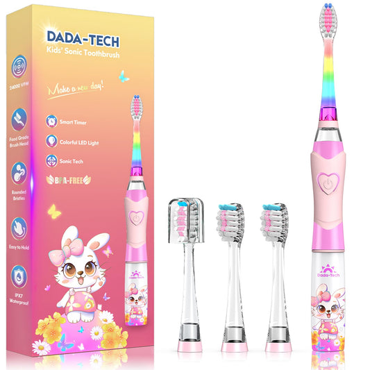 Front view of Kids Electric Toothbrush Rabbit Pink for ages 2-12