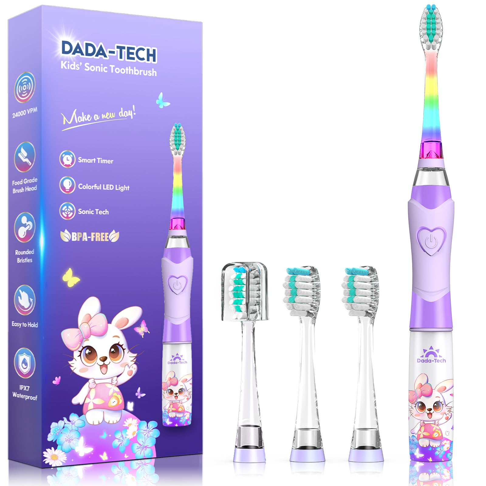 Kids electric toothbrush Rabbit Purple front view