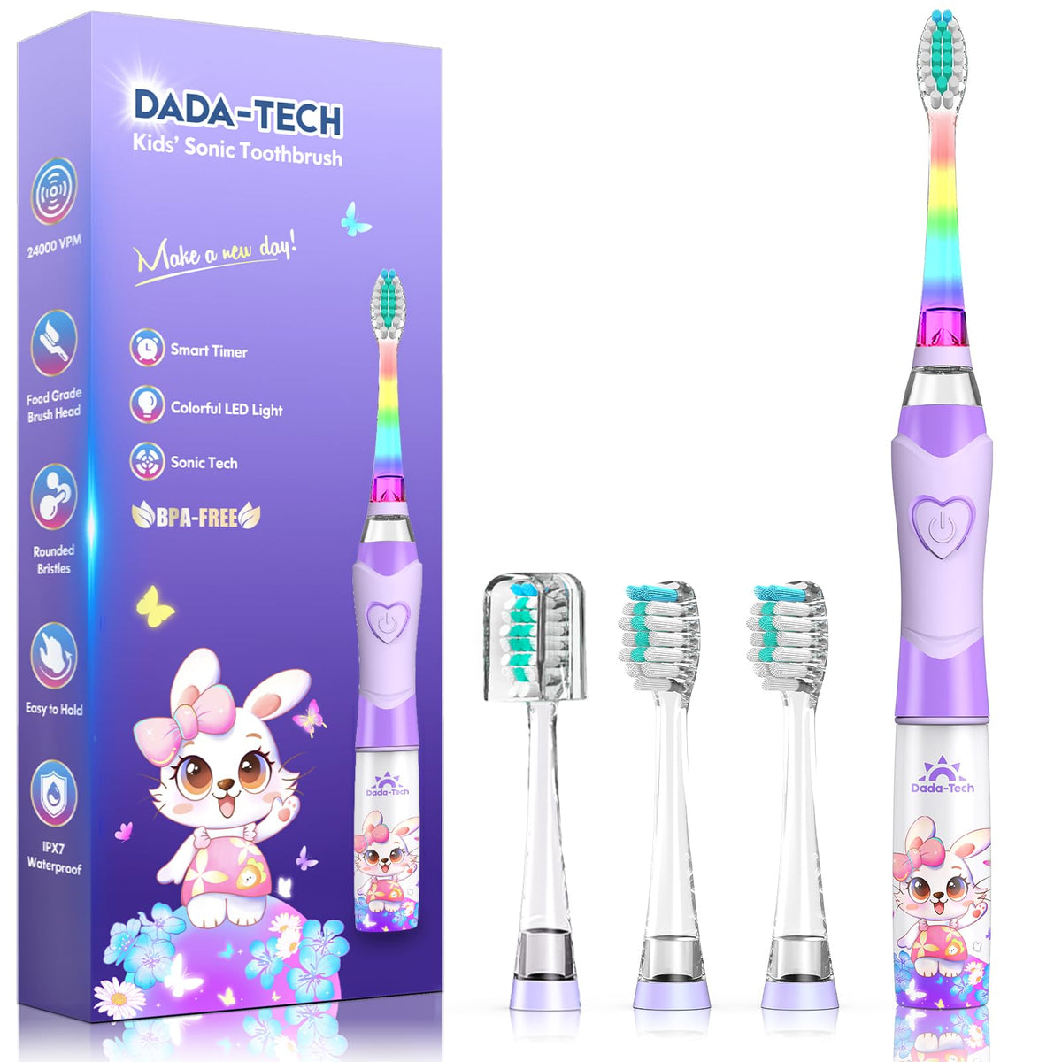 Kids electric toothbrush Rabbit Purple front view