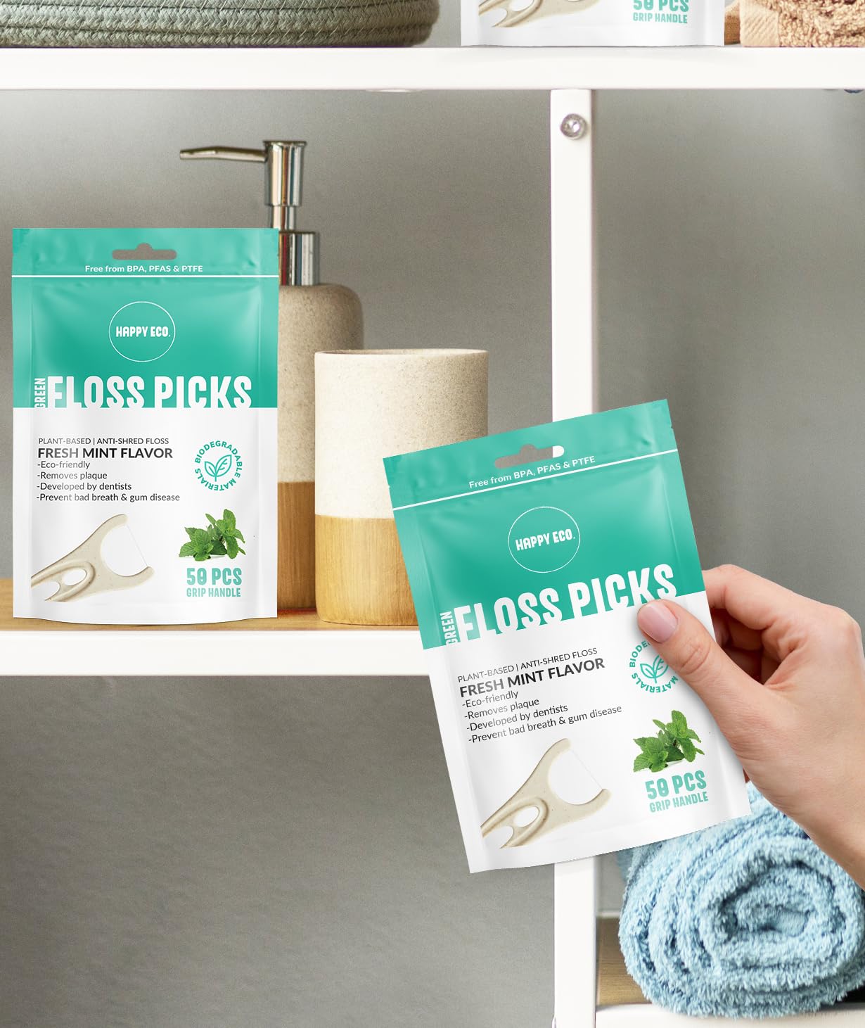 Kids and adults floss picks - gentle dental cleaning