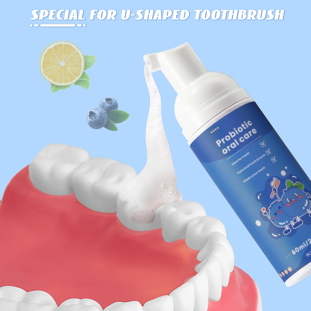 Close-up of the blueberry mint foam toothpaste texture