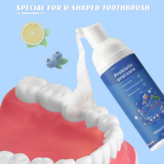 Close-up of the blueberry mint foam toothpaste texture