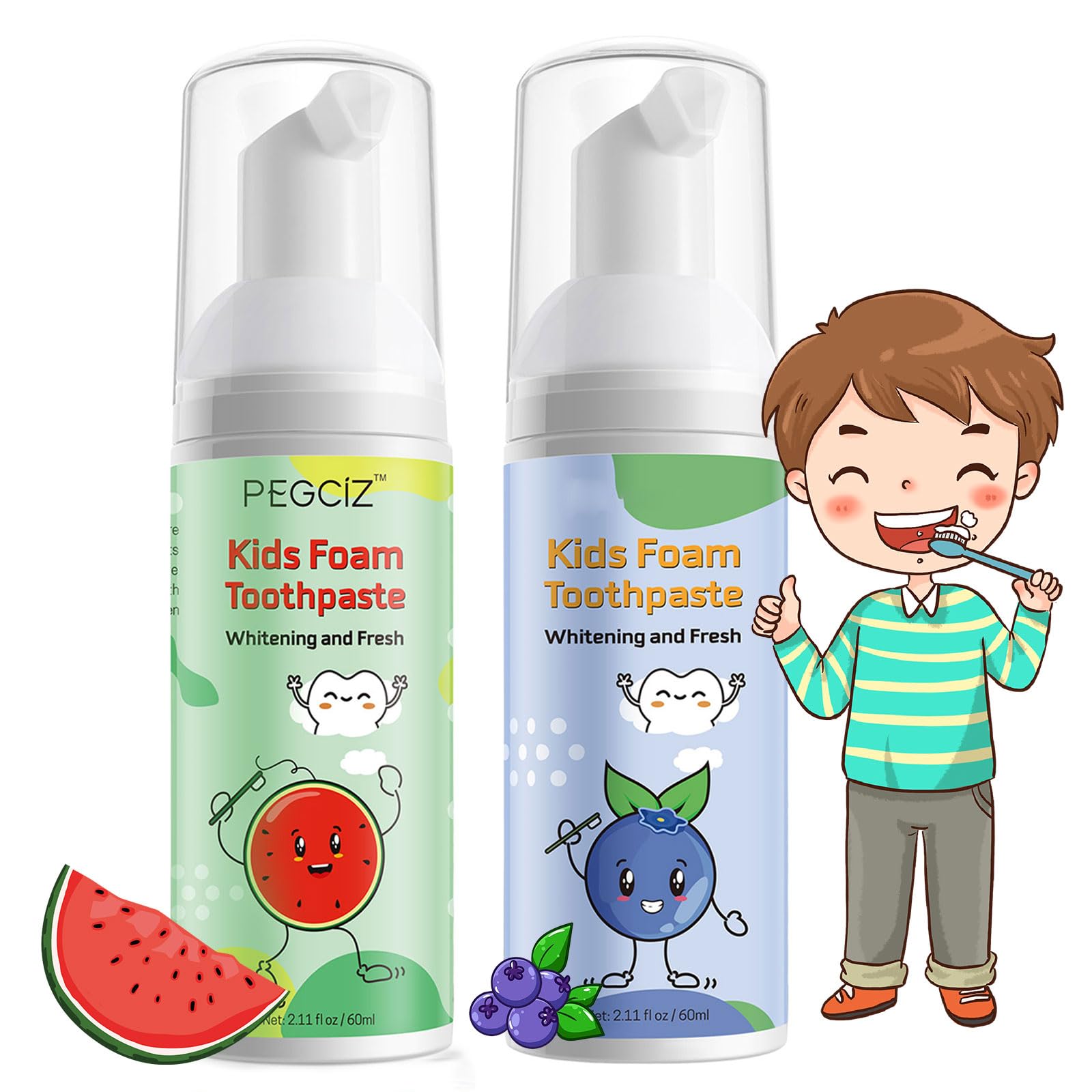 Kids foam toothpaste bottle with fruit flavors
