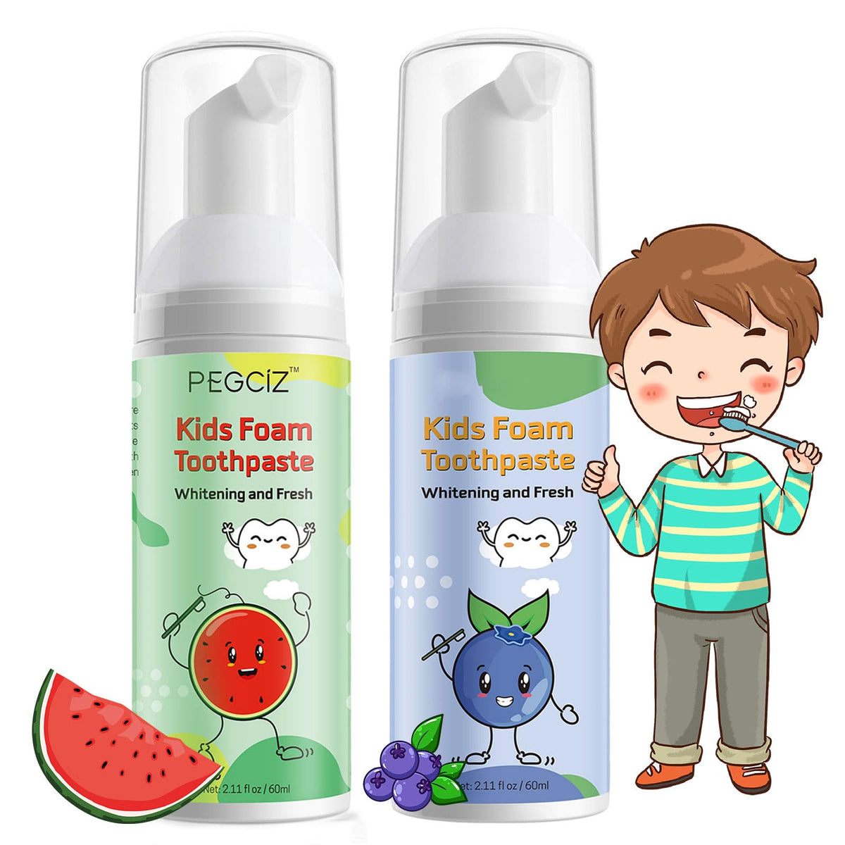 Kids foam toothpaste bottle with fruit flavors