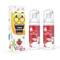 Front packaging of Kids Foam Toothpaste Strawberry Flavor 60ml 2-pack