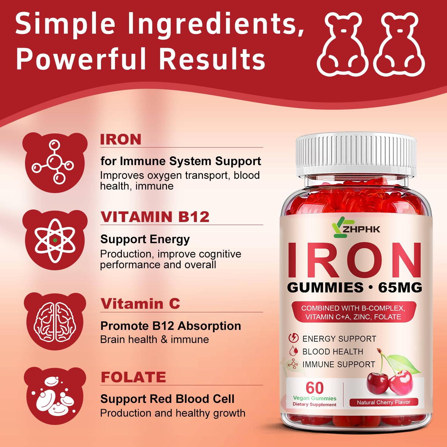 Kid-friendly iron gummies suitable for children and adults
