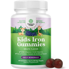 Bottle of Kids Iron Gummies with 60-count