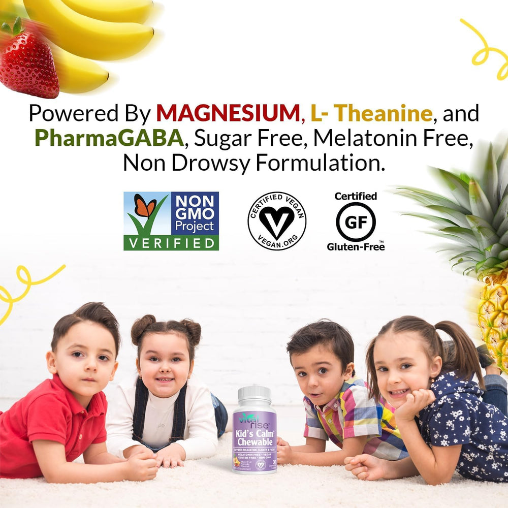 Graphic highlighting magnesium, L-theanine, and chamomile in the formula