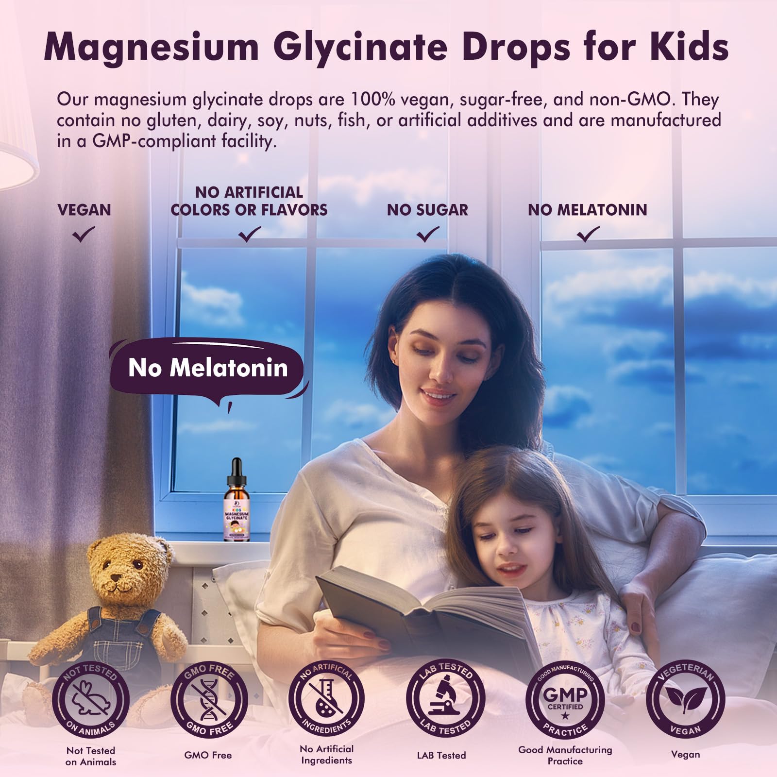 Close-up of product label on Kids Sleep Drops