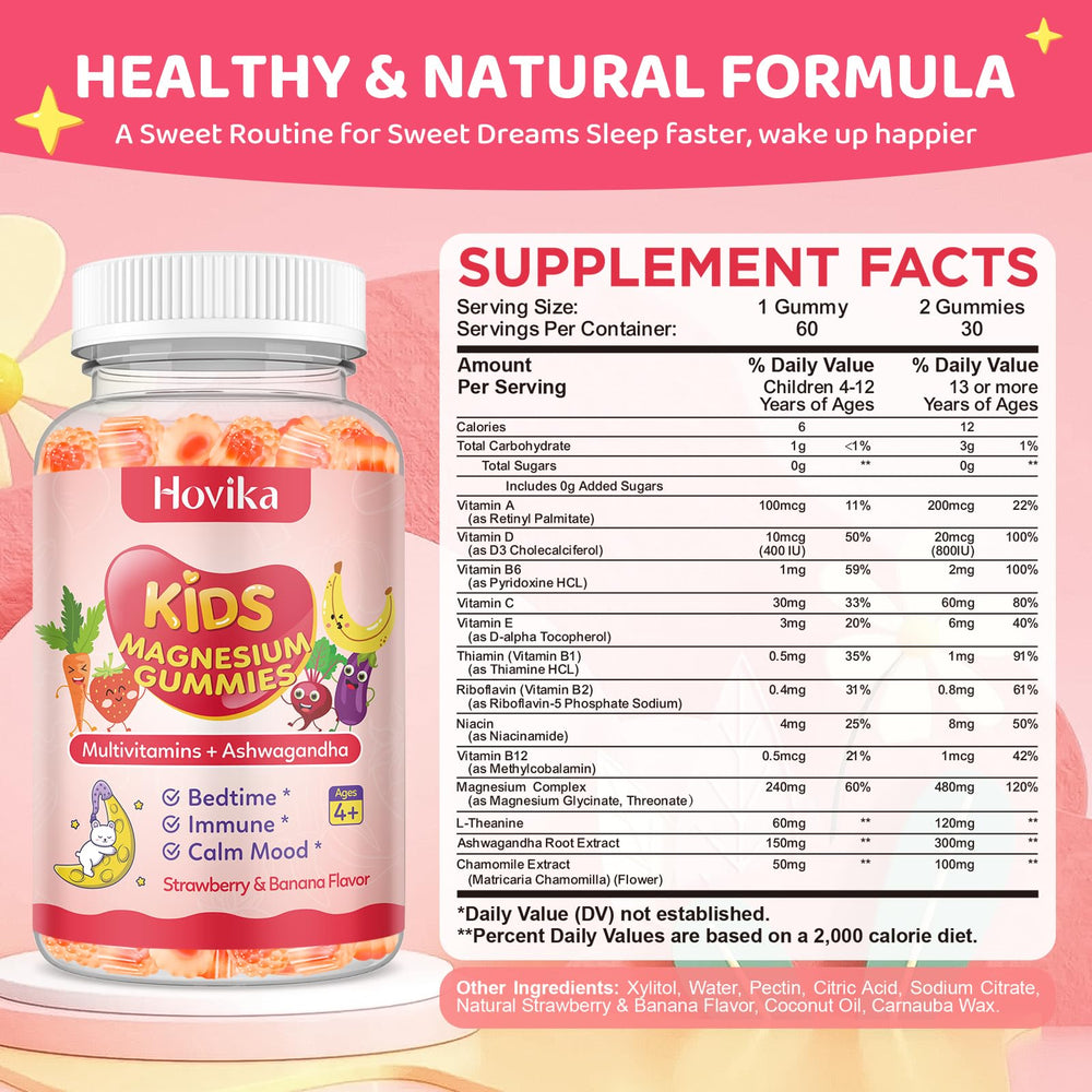 Vegan, sugar-free kids magnesium gummies packaging