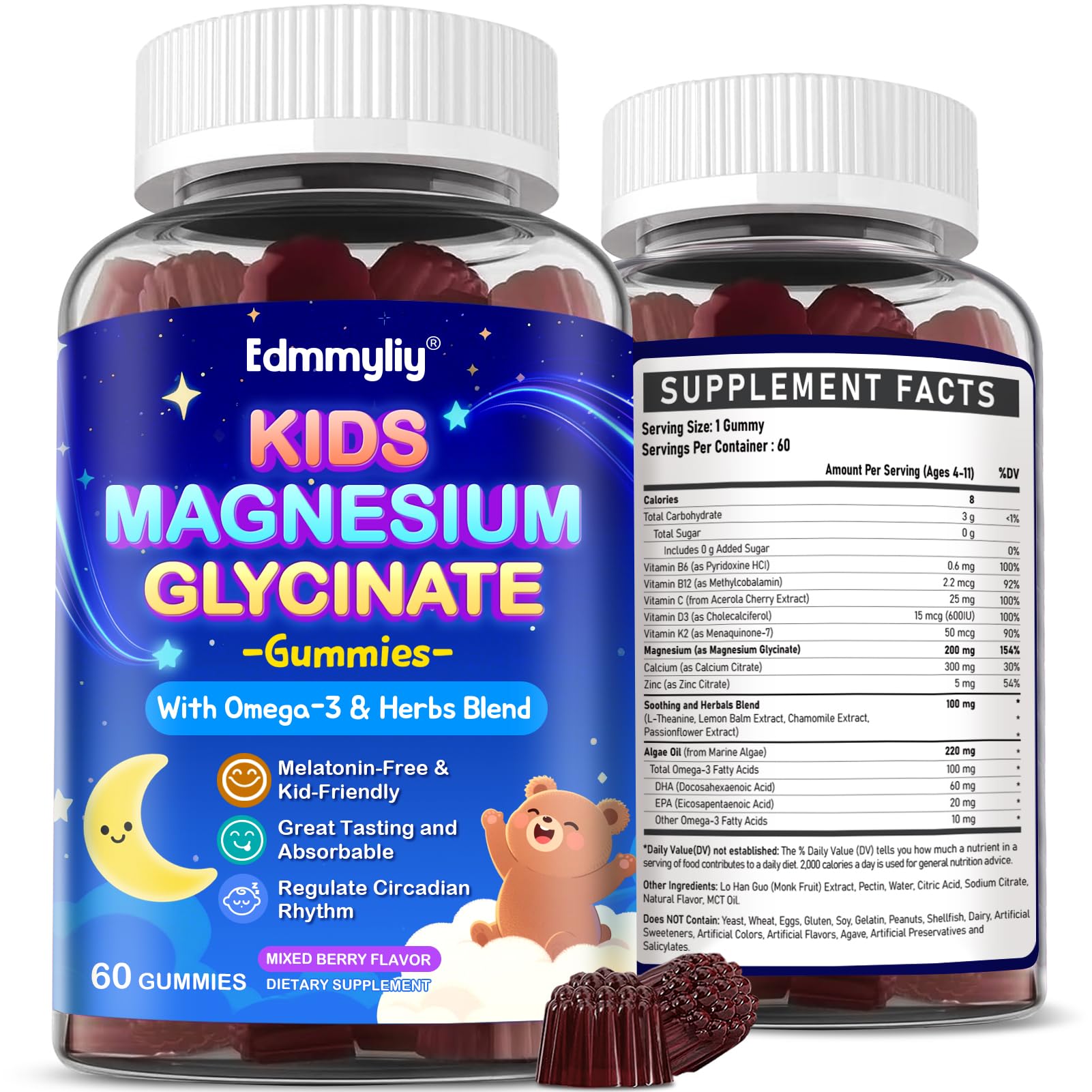 Bottle of Kids Magnesium Glycinate Gummies 200mg