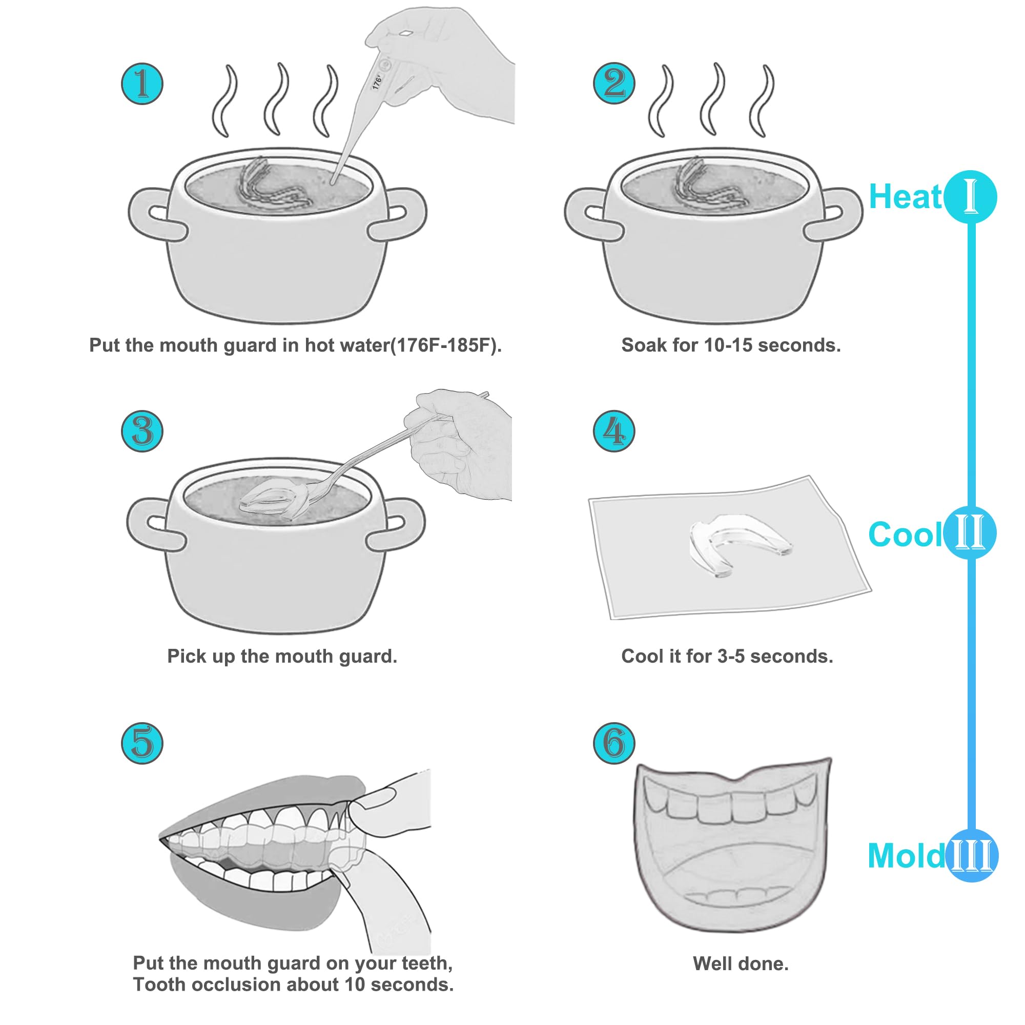 Close-up view of blue kids mouth guard 8-pack