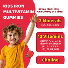 Ingredients panel for kids multivitamin with iron and zinc