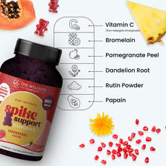 Icons representing Bromelain, Dandelion Root and Vitamin C ingredients