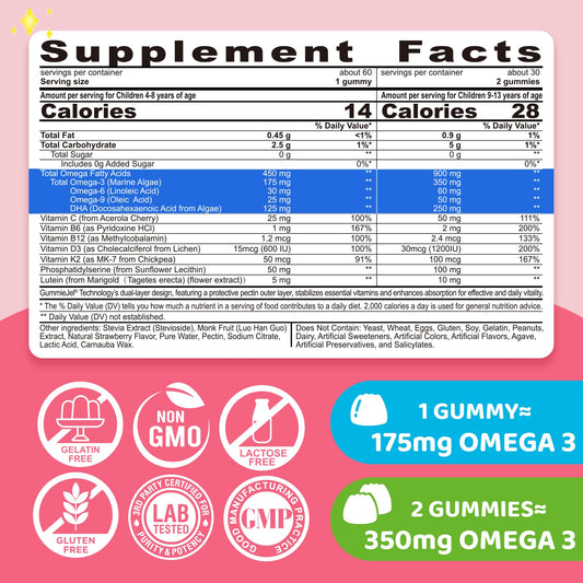 Liquid strawberry-flavored center of the omega-3 gummy