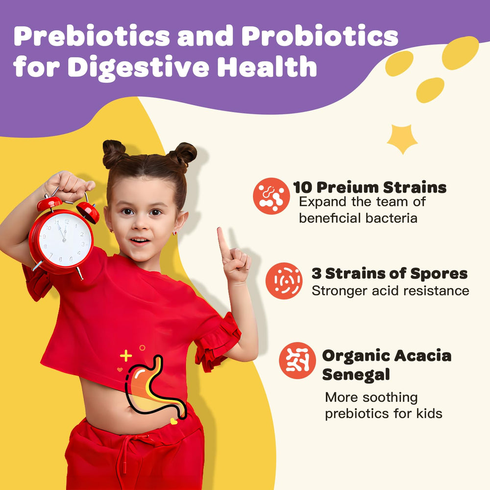 Ingredients including Organic Acacia Senegal prebiotic