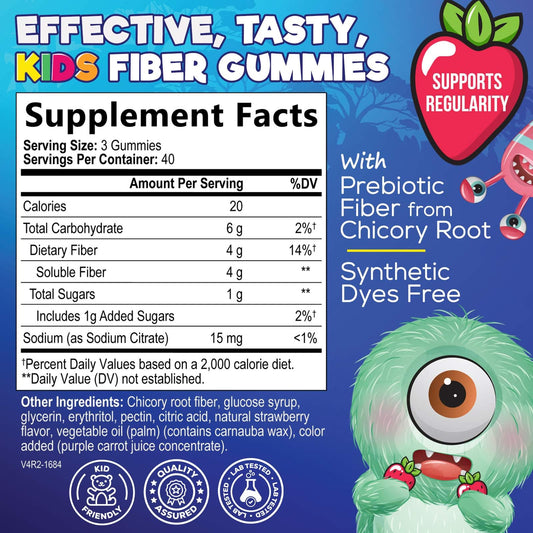 Hero image of strawberry-flavored fiber gummies for kids