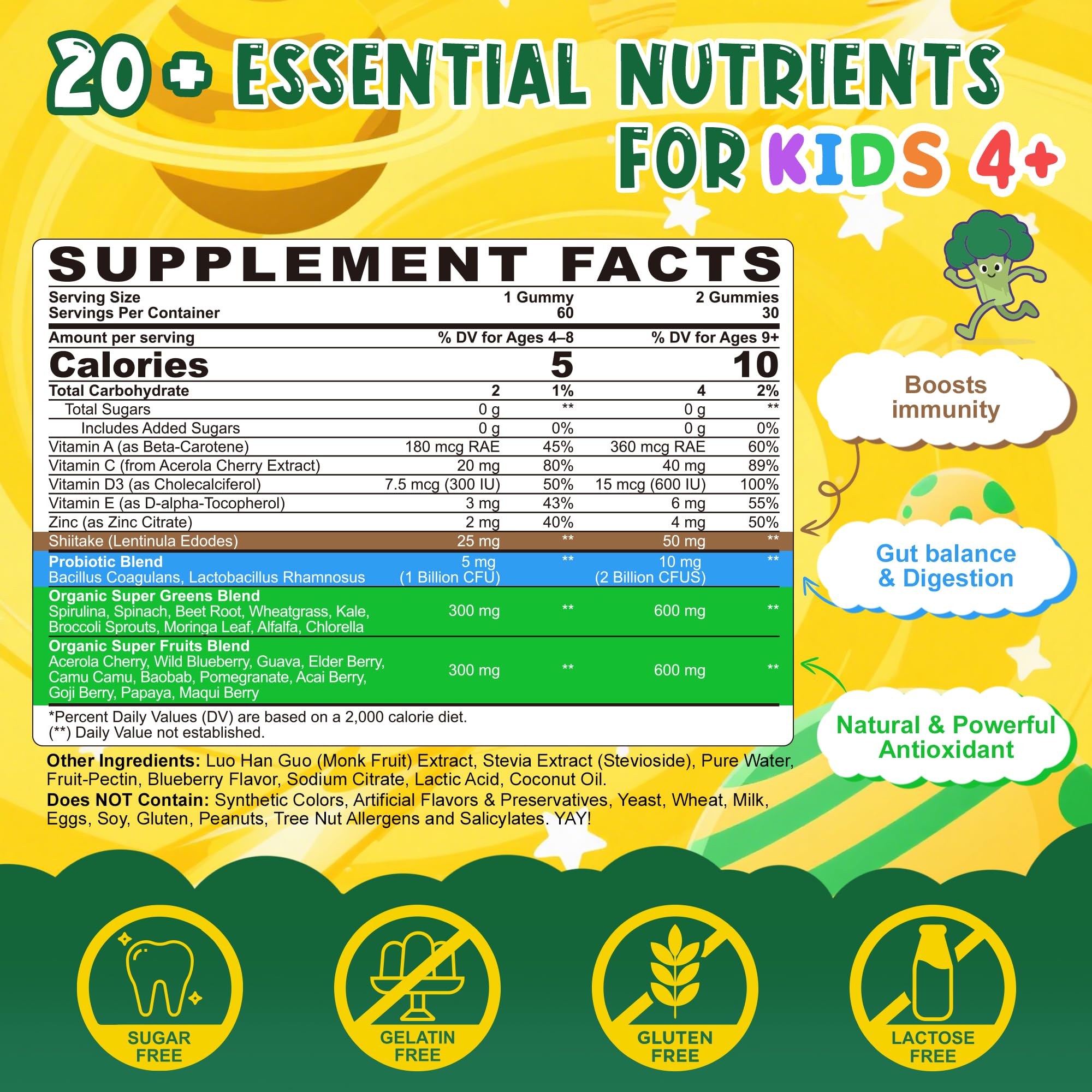 Close-up of Kids Super Greens Gummies 2-pack bottle