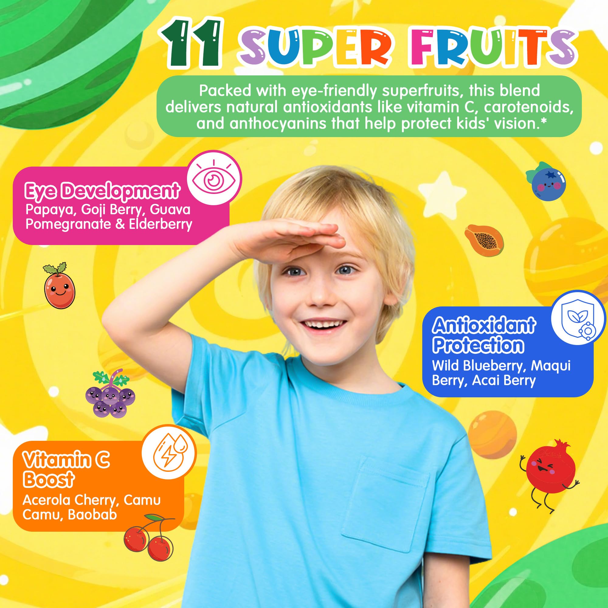 Gummies featuring pomegranate and wild blueberries