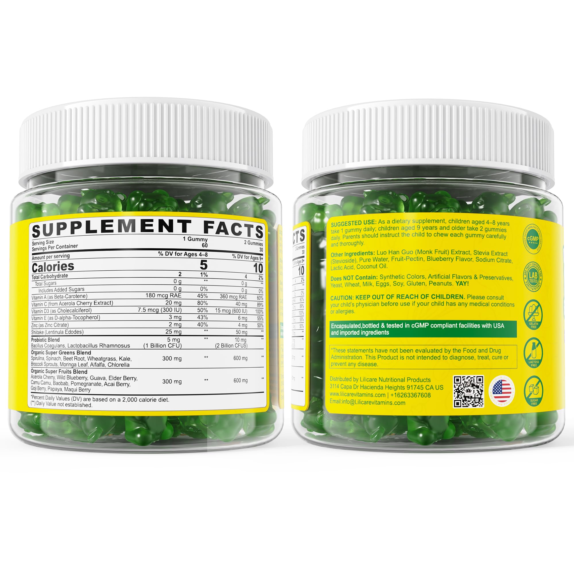 Sugar-free gummies sweetened with monk fruit and stevia